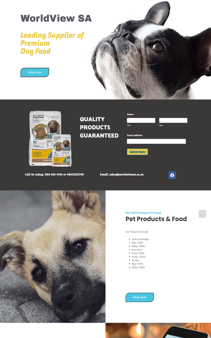Pet store website design